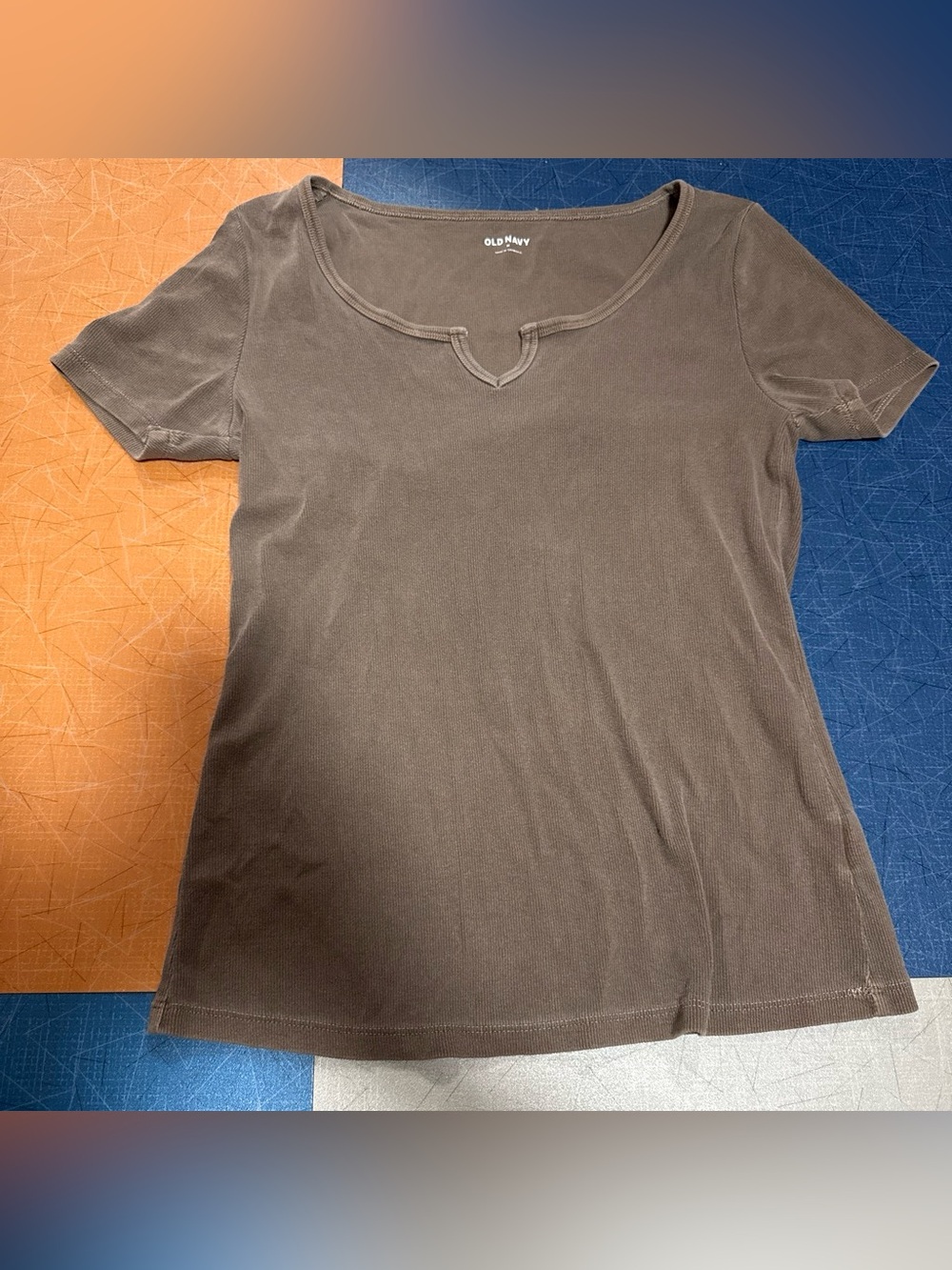 Old Navy Women's Brown Short Sleeve Scoop Neck Top
